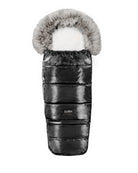 Satin Black Organic Premium Gray Wool Adjustable Footmuff - Cover Baby LLC