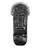 Satin Black Organic Premium Gray Wool Adjustable Footmuff - Cover Baby LLC