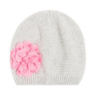 Girls Hat Gray Knit Salmon Flower - Cover Baby LLC