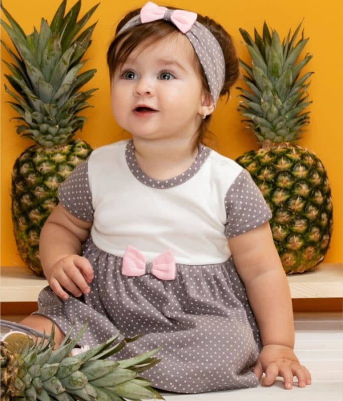 Gray Dress With Pink Bow Tie - Cover Baby LLC